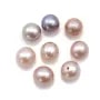 Freshwater cultured pearl, half-drilled, mauve, round, 7-7.5mm x 1pc