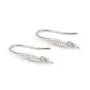 Blatt-Ohrhaken 4x26mm in rhodiniertem 925er Silber für halb durchgestochen mit anpassbarer Fassung