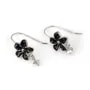 Ganchos de oreja flor negra 10x23mm en plata 925 rodiado para semi-perforado con montaje personalizable