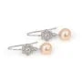 Earring hooks flower for half-drilled beads in rhodium-plated 925 silver with zirconium