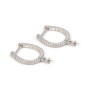 Appretti per orecchini a cerchio a perno in argento 925 per perle semi forate, pavé di zirconia