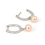 Appretti per orecchini a cerchio a perno in argento 925 per perle semi forate, pavé di zirconia