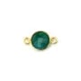 Round Emerald Tinted Charm – Faceted Stone on Gilded Silver 925