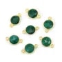 Round Emerald Tinted Charm – Faceted Stone on Gilded Silver 925