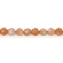 Facettierte Runde Perle Mondstein Orange 3mm | Natürlicher Stein
