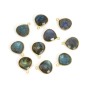 Breloque Labradorite goutte facetté serti argent 925 doré à l'or fin 15x18mm x 1pc