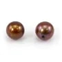 Perle de culture d'eau douce, semi-percée, marron, ronde, 7-7.5mm x 1pc
