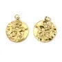 Pendentif médaillon rose 18x21mm - Acier Inox 304 doré x 1pc