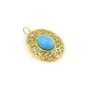 Pendentif ovale stylisé pour cabochon 6x8mm - Acier Inox 304 doré x 1pc