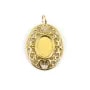 Pendentif ovale stylisé pour cabochon 6x8mm - Acier Inox 304 doré x 1pc
