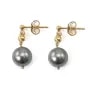 Boucles d'oreilles pendantes Perle de culture de Tahiti rond 7-8mm - Gold filled x 2pcs