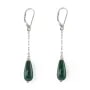 Pendientes de plata 925 rodiada, malaquita y perla de agua dulce