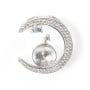 Crescent moon bail for half-drilled 20mm - Cubic zirconia & Rhodium-plated 925 Silver x 1pc