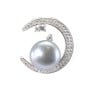 Crescent moon bail for half-drilled 20mm - Cubic zirconia & Rhodium-plated 925 Silver x 1pc