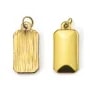 Pendente placa retangular ranhurada 9x19mm - Aço Inox 304 dourado x 1pc