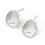 Clous d'oreilles ovale pour semi percée 9x11mm - Argent 925 mat x 2pcs