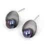 Clous d'oreilles ovale pour semi percée 9x11mm - Argent 925 mat x 2pcs