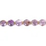 Runder flacher facettierter violetter Phantom-Quarz 8mm - DIY-Perlen