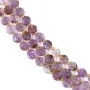 Round flat faceted purple Phantom Quartz 8mm x 38cm
