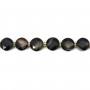 Ágata negra con bandas redonda plana facetada 8mm x 38cm (41 piezas)