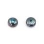 Perla cultivada de agua dulce, semiperforada, azul oscuro, botón, 7-7.5mm x 2pcs