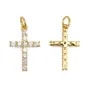 Cross rhinestone pendant 12x18mm - Gold x 1pc