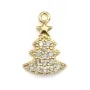 Ciondolo strass albero di Natale 9x13mm - Dorato x 1pz