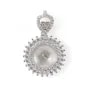 Balia rotonda pavé & cuore per semi perforata 19x30mm - Argento 925