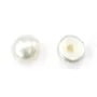 Freshwater cultured pearls, semi-drilled, white, button, 3.5-4mm x 4pcs