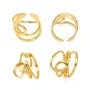 Bague réglable anneaux enlacés asymétriques - Acier inox 304 doré x 1pc