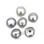 Perles de culture d'eau douce, semi-percée, gris, bouton, 5-5.5mm