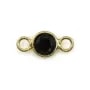 Intercalaire Onyx noir rond facettée serti argent 925 doré à l'or fin 5x10mm x1pc