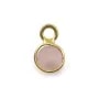 Quartz rose ronde facettée sertie sur argent 925 doré à l'or fin 5x8mm x 1pc