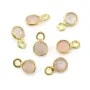 Quartz rose ronde facettée sertie sur argent 925 doré à l'or fin 5x8mm x 1pc