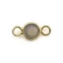 Intercalare in vetro grigio rotondo sfaccettato incastonato in argento 925 dorato a oro fino 5x10mm x1pz