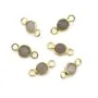 Intercalare in vetro grigio rotondo sfaccettato incastonato in argento 925 dorato a oro fino 5x10mm x1pz