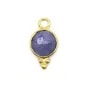 Breloque en Pierre traitée couleur saphir ronde facettée serti argent 925 doré à l'or fin 7x13mm x 1pc