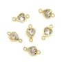 Zwischenelement Herz gefasst 4x8mm (V) - Zirkonia & Gold Filled x 1Stk