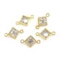 Intercalador cuadrado engastado 6x10mm - óxido de circonio & Gold Filled x 1pc