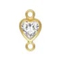 Zwischenteil Herz gefasst 4x8mm (V) - Zirkonia & Gold Filled x 1 Stück