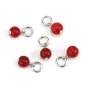 Round 4mm Red Sea Bamboo Charm - Rhodium-Plated 925 Silver x 1pc