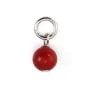 Round 4mm Red Sea Bamboo Charm - Rhodium-Plated 925 Silver x 1pc