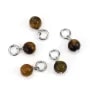 Breloque Oeil de Tigre rond 4mm - Argent 925 rhodié x 1pc
