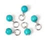Round turquoise dyed Howlite charm 4mm - Rhodium-plated 925 Silver x 1pc