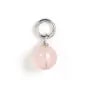 Pingente Quartzo rosa redondo 4mm - Prata 925 rodiada x 1pc