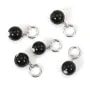 Obsidian Anhänger rund 4mm - Rhodiniertes Silber 925 x 1 Stk.