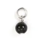 Round Obsidian Charm 4mm - Rhodium-plated 925 Silver x 1pc