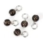 Round Smoky Quartz Charm 4mm - Rhodium-plated Silver 925 x 1pc