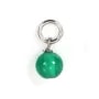 Pingente de Ágata verde redondo 4mm - Prata 925 rodiada x 1pc