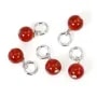Ciondolo Agata rossa rotonda 4mm - Argento 925 rodiato x 1pz